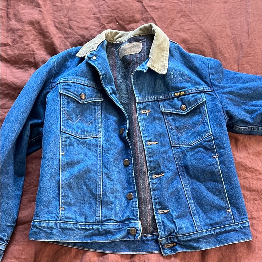 Wrangler Denim blanket lined Jacket with Corduroy Collar